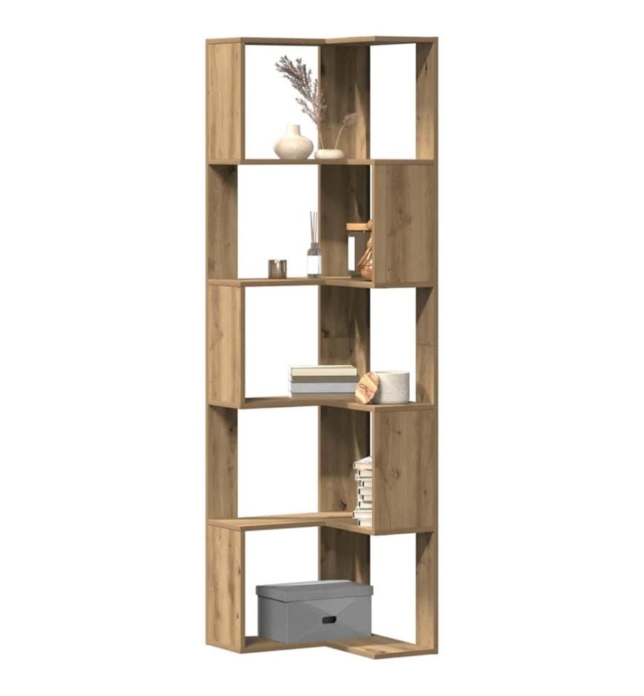 Bibliothèque d'angle 5 niveaux chêne artisanal bois ingénierie