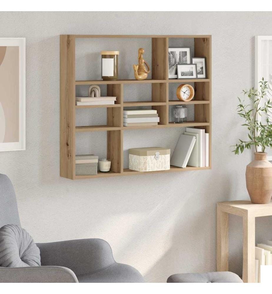 Étagère murale chêne artisanal 90x16x78 cm bois d'ingénierie