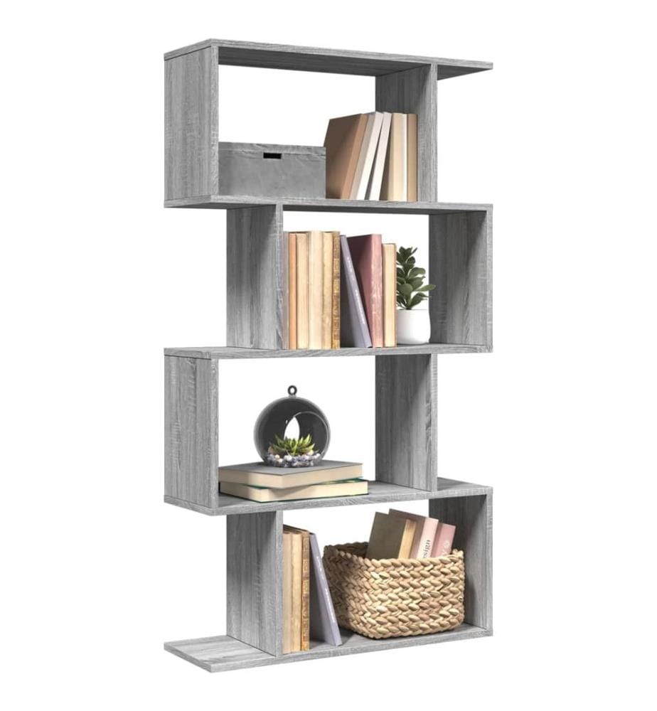 Étagère séparatrice de pièce 4 niveaux sonoma gris 70x24x129 cm