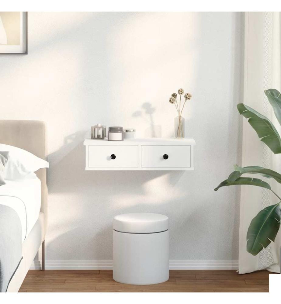 Étagère murale avec tiroirs blanc 60x28x15 cm bois d'ingénierie