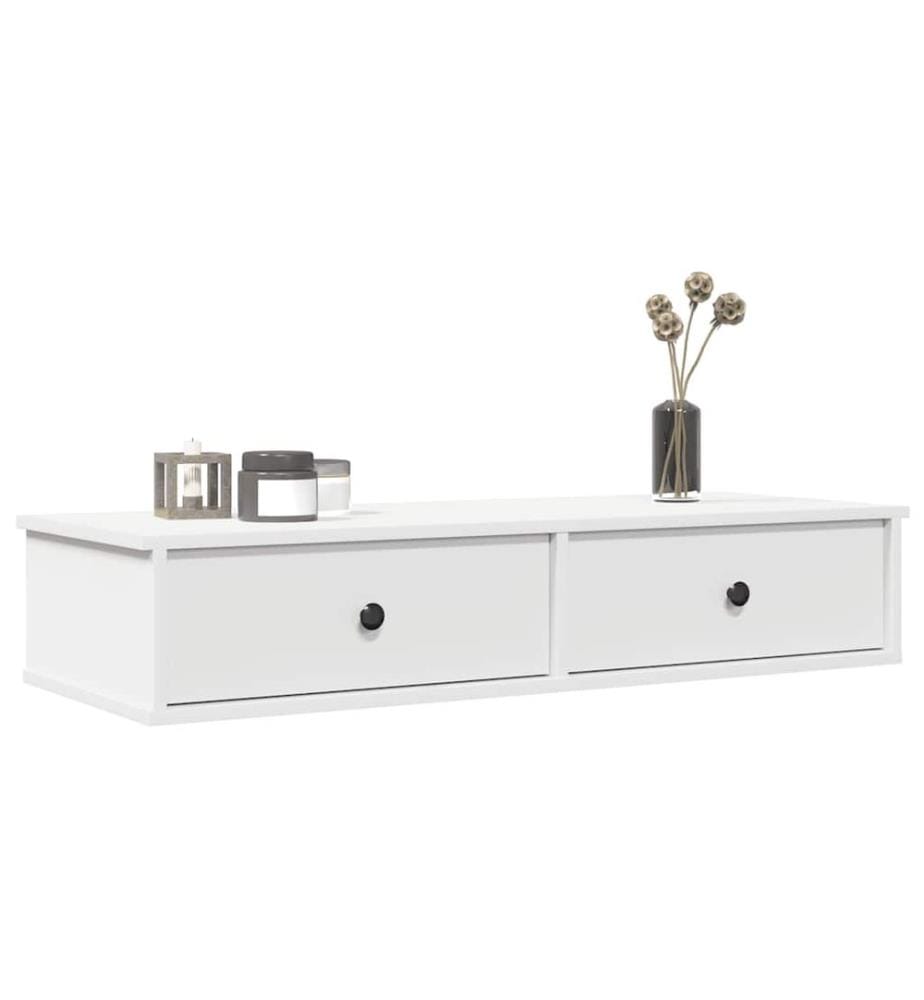Étagère murale et tiroirs blanc 100x37,5x19cm bois d'ingénierie