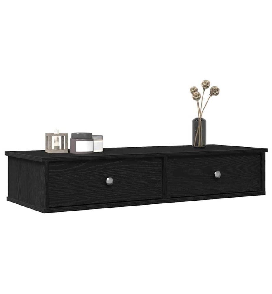 Étagère murale et tiroirs noir 100x37,5x19 cm bois d'ingénierie