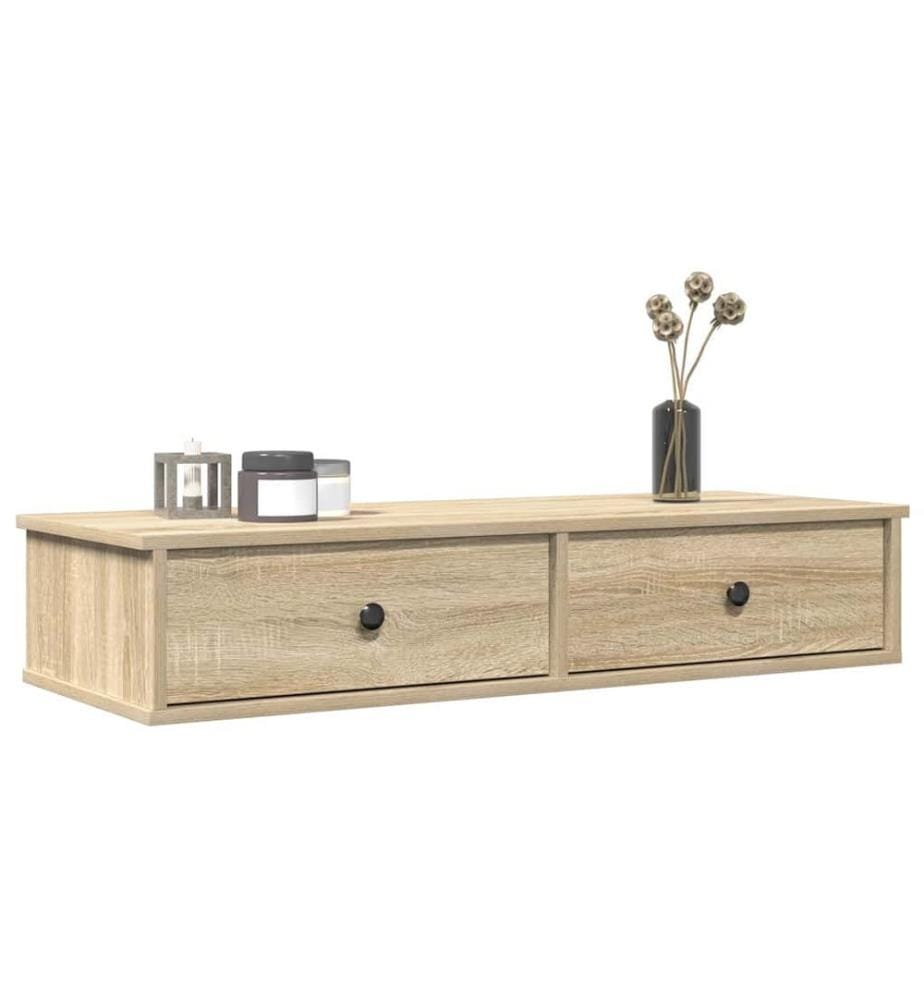 Étagère murale avec tiroirs chêne sonoma bois d'ingénierie