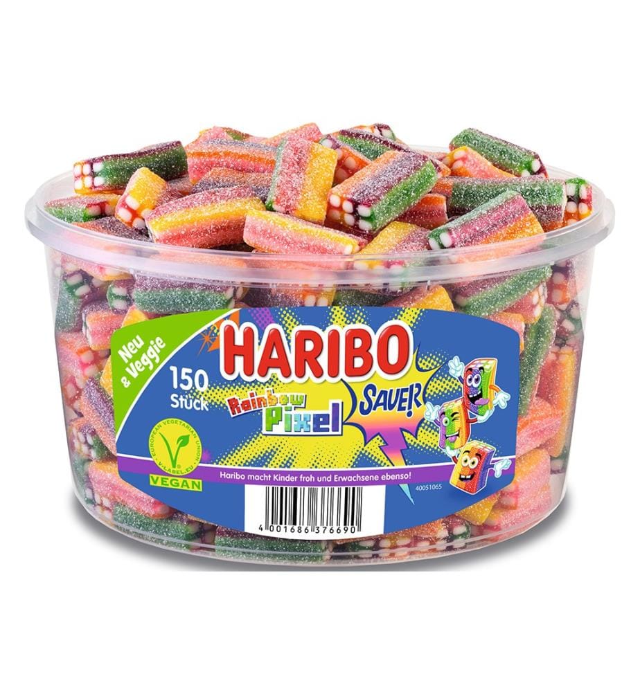 150x Haribo Boîte Veggie Rainbow Pixel acide 150 pcs - 10er
