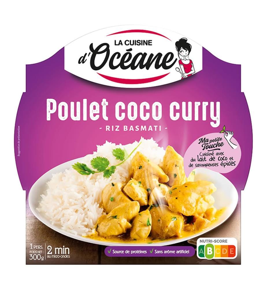 Lot de 10 La Cuisine d'Océane Fertiggericht Poulet Kokosnuss Curry & Basmati Reis - 300g