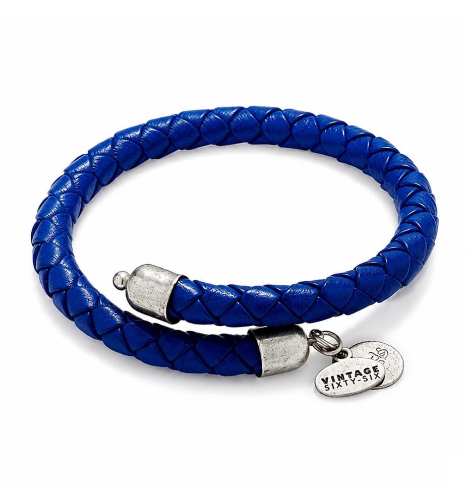 Bracelet en cuir tressé - Ultramarine