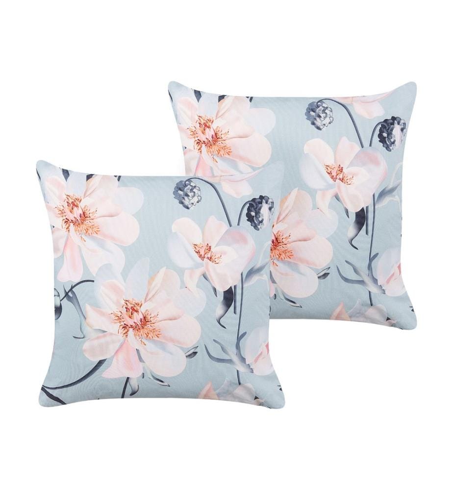 Lot de 2 coussins d'extérieur APRICALE Motif floral 45 x 45 cm Bleu