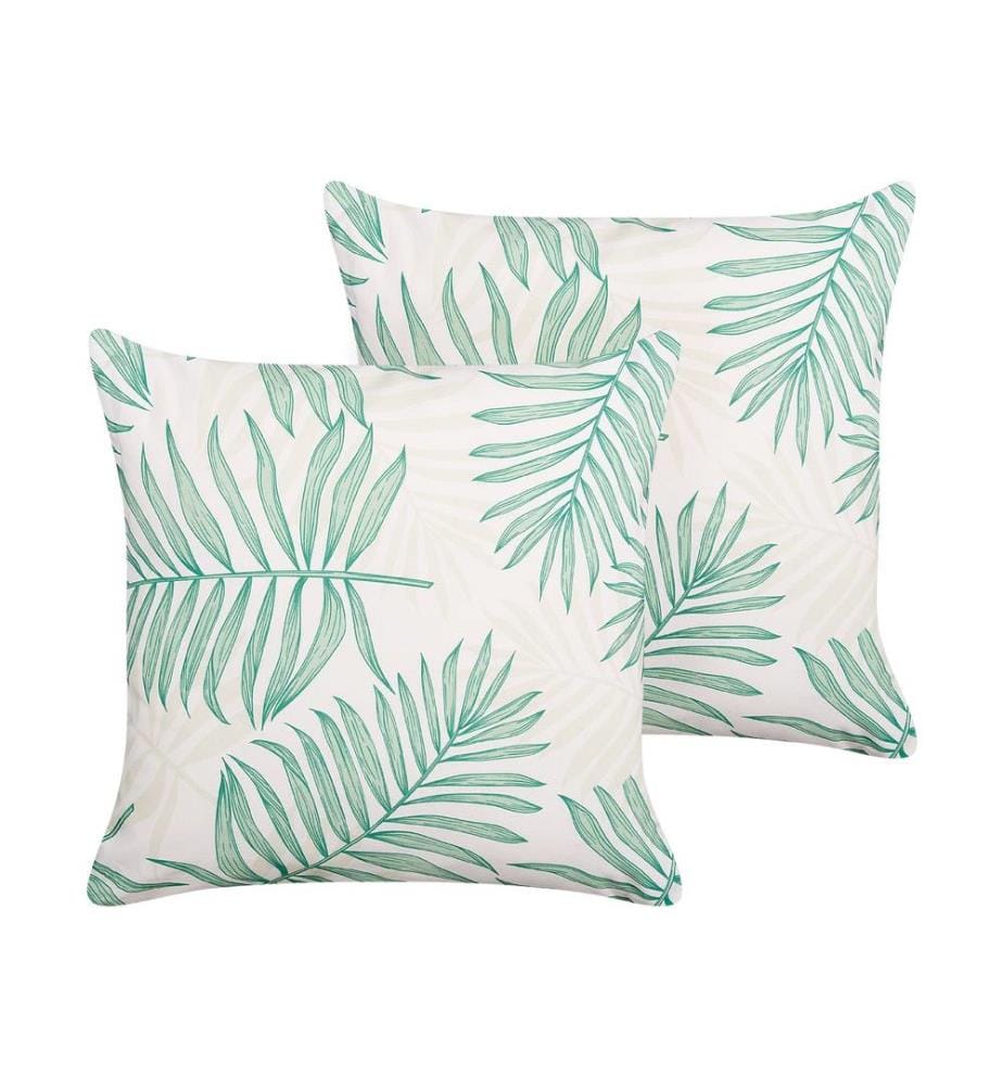 Lot de 2 coussins d'extérieur POGGIO Motif de plante 45 x 45 cm Vert
