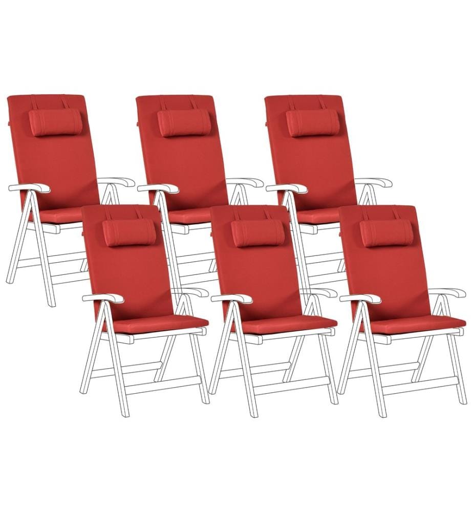 Lot de 6 coussins de jardin JAVA/AMANTEA PREMIUM 50 x 70 cm Rouge