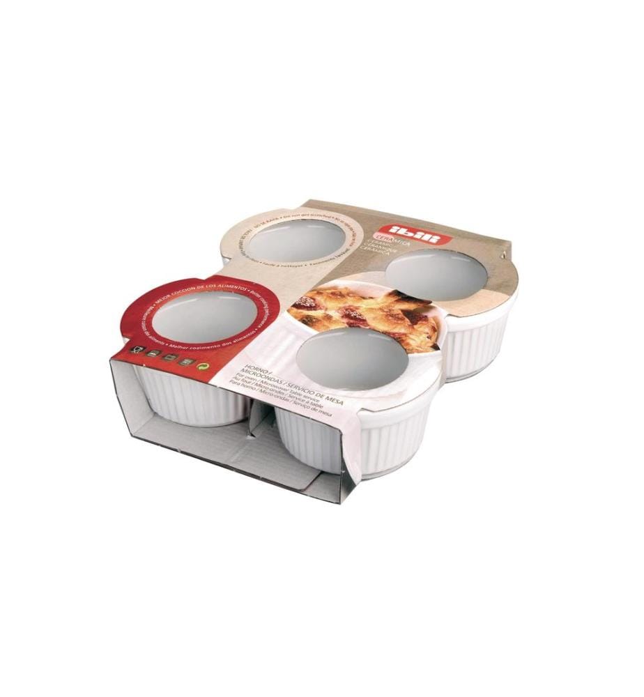 IBILI - Services de plats en cocotte Crème Brûlée 4 pièces, Rond, Blanc