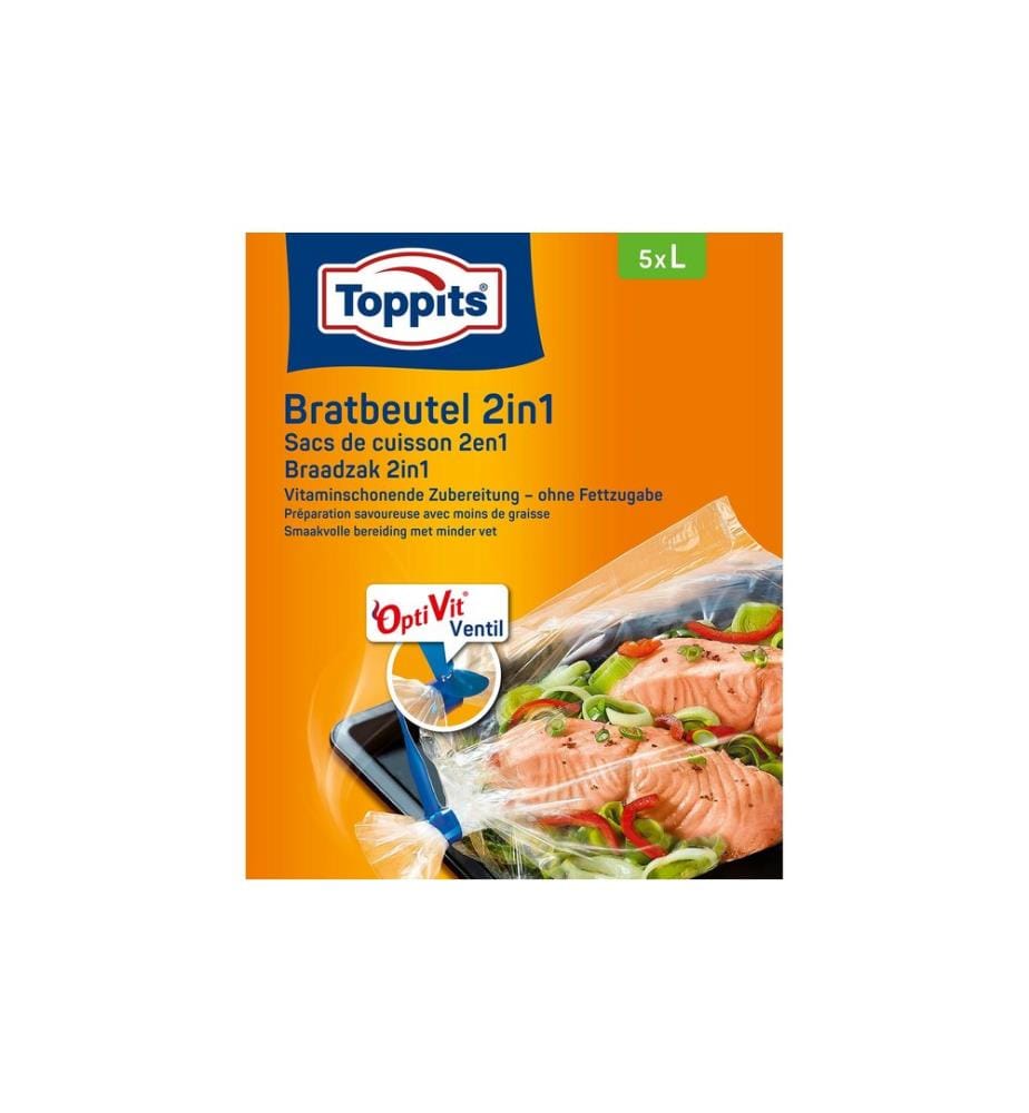 Toppits Sacs de cuisson 2 en 1 Taille L, 5 pièces