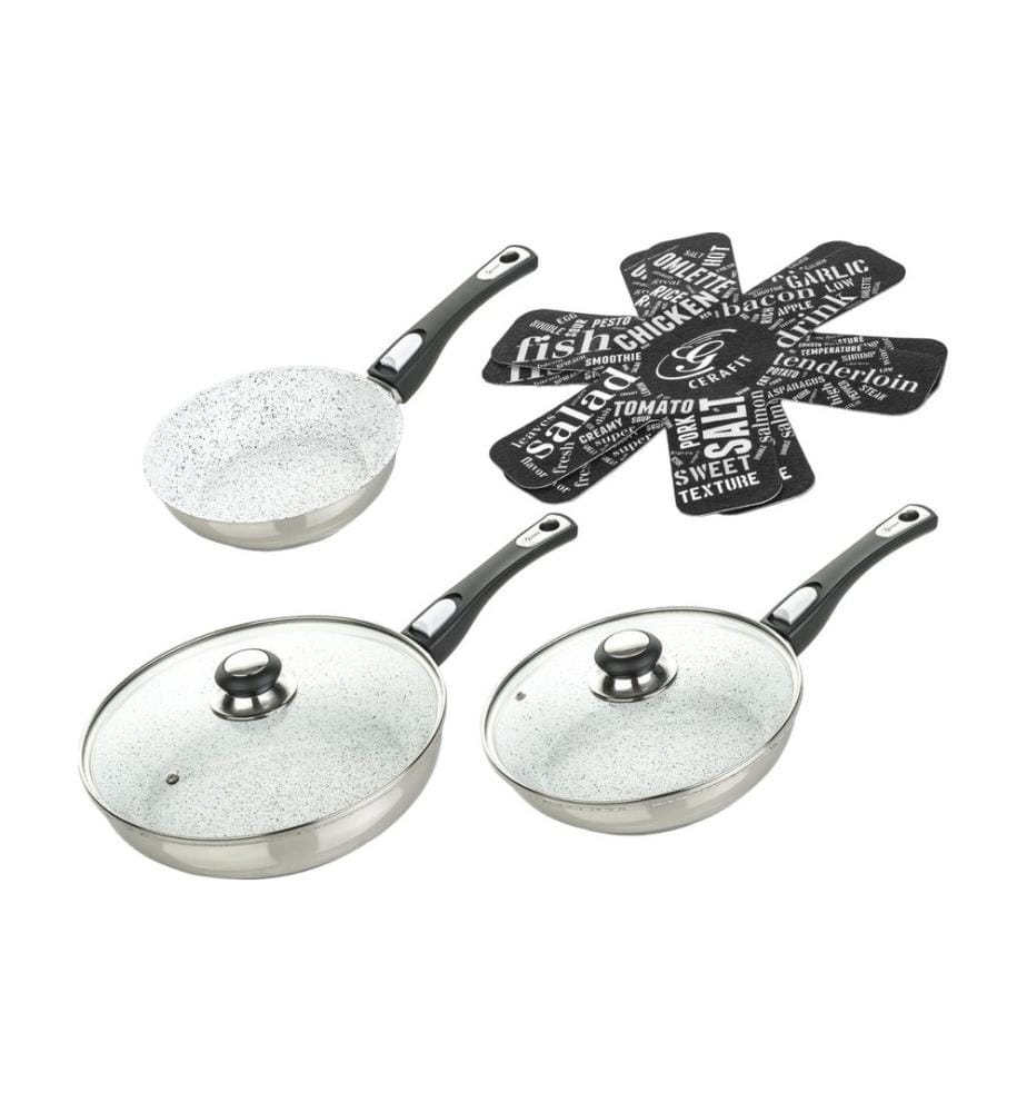 Genius Set de poêles Genius Cerafit Mont Blanc 20 cm/24 cm/28 cm