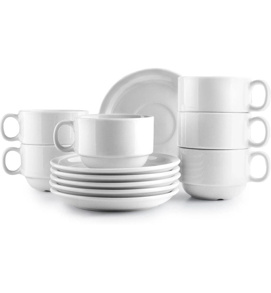 Set de tasses et sous-tasses Ibili 230 ml, 6 pièces, Blanc