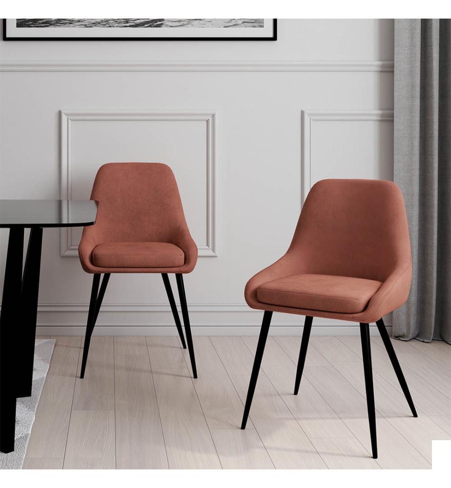 Lot de 2 Chaises Olivia assise terracotta pieds métal