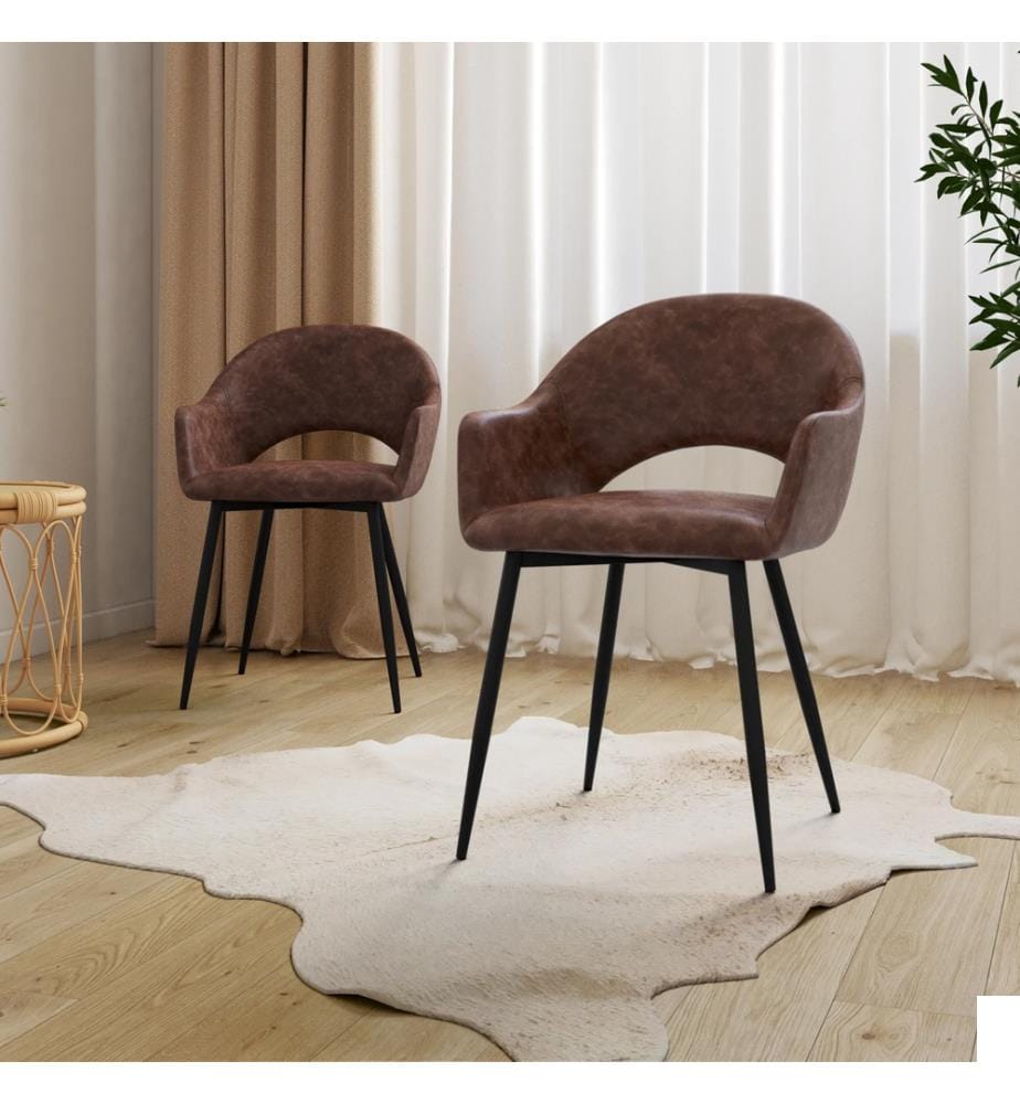 Lot de 2 Chaises Rebecca - Marron et Noir