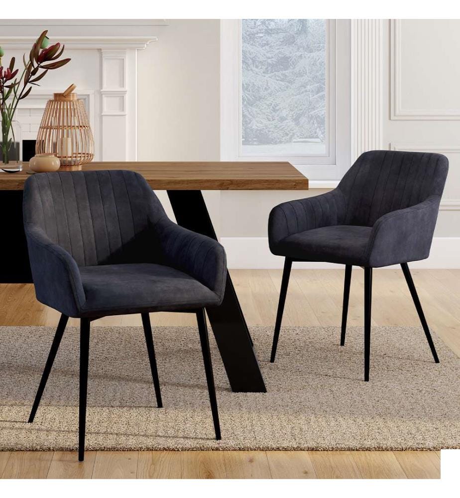 Lot de 2 Chaises avec Accoudoirs Ariana - Anthracite et Noir