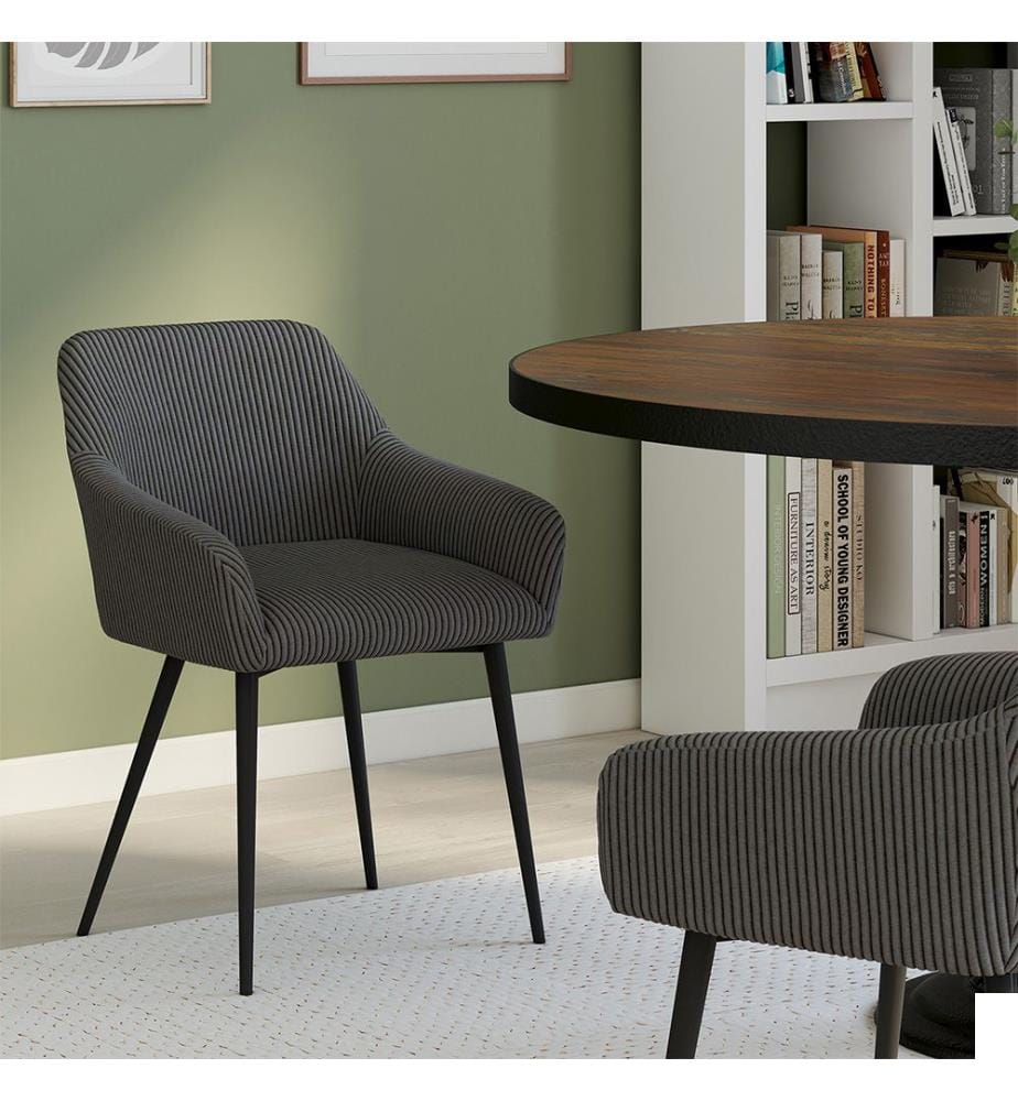 Lot de 2 Chaises avec Accoudoirs Jenny - Gris foncé