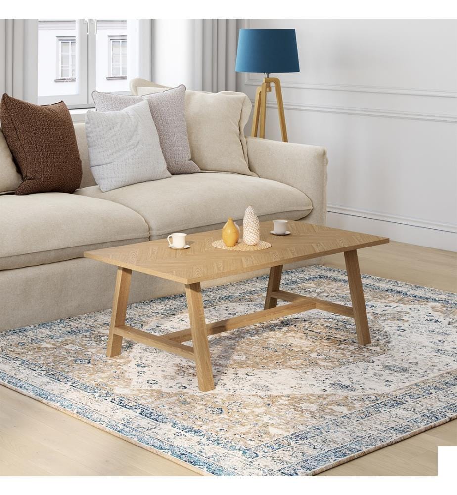 Table basse Gustave effet chevron L110cm - Brun
