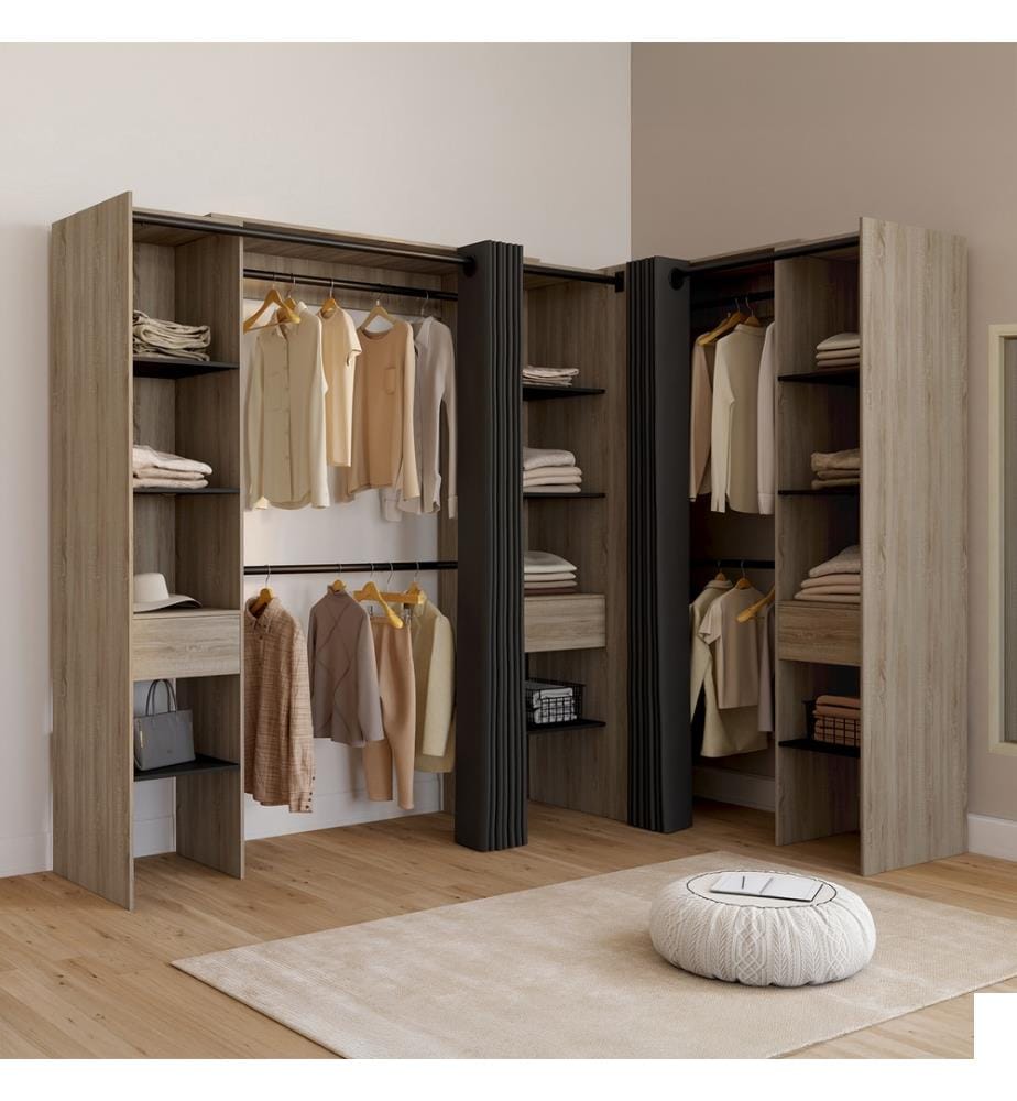Dressing Justine d'angle 230cm effet bois