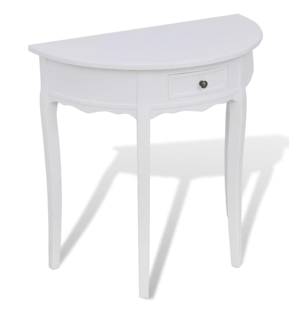 Table console avec tiroir Demi-ronde Blanc
