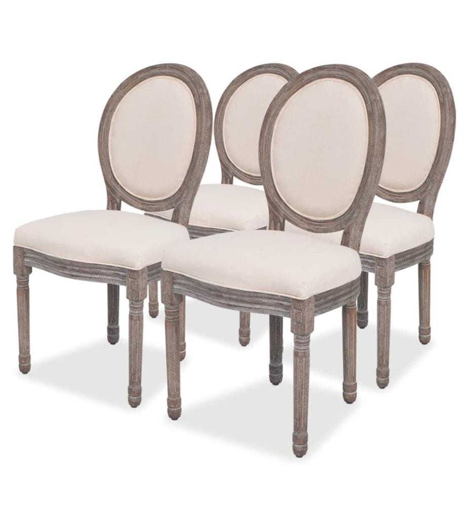 Chaises à manger lot de 4 crème tissu