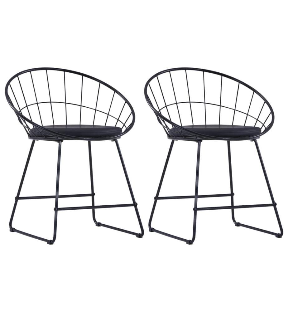 Chaises à manger Siège en similicuir lot de 2 noir acier