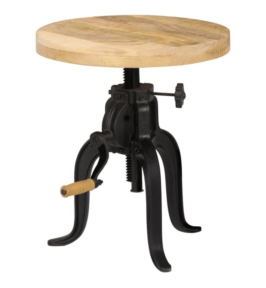 Table d'appoint 45x (45-62) cm Bois de manguier massif et fonte