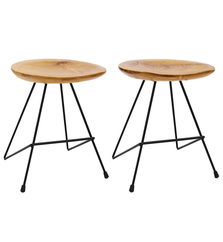 Tabourets lot de 2 bois de teck massif
