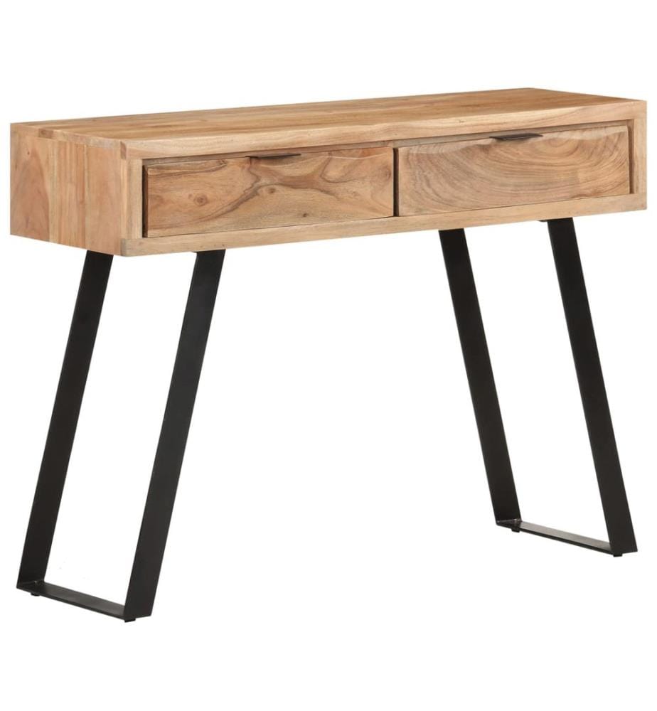 Table console 100x35x76 cm Bois d'acacia avec bord naturel