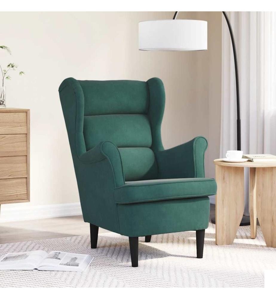 Fauteuil vert foncé velours