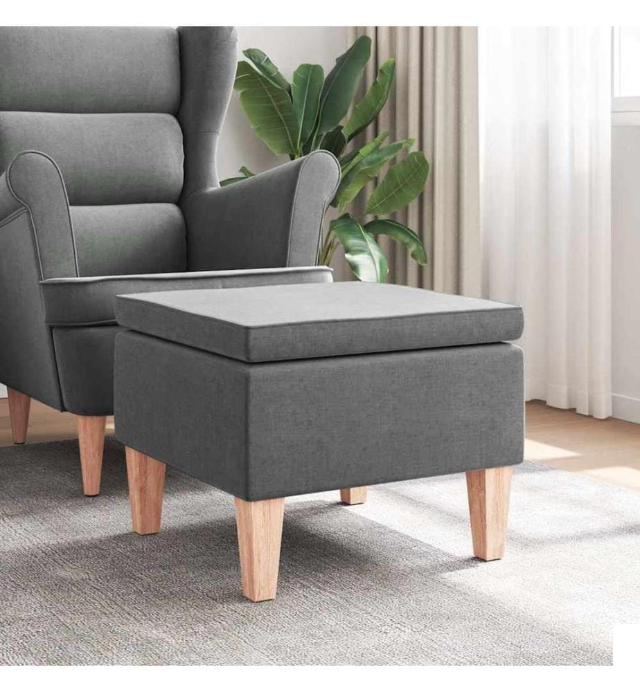 Tabouret avec pieds en bois Gris foncé Tissu