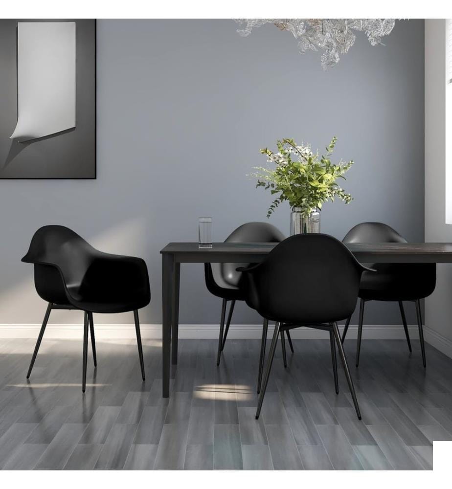Chaises à manger lot de 4 noir PP