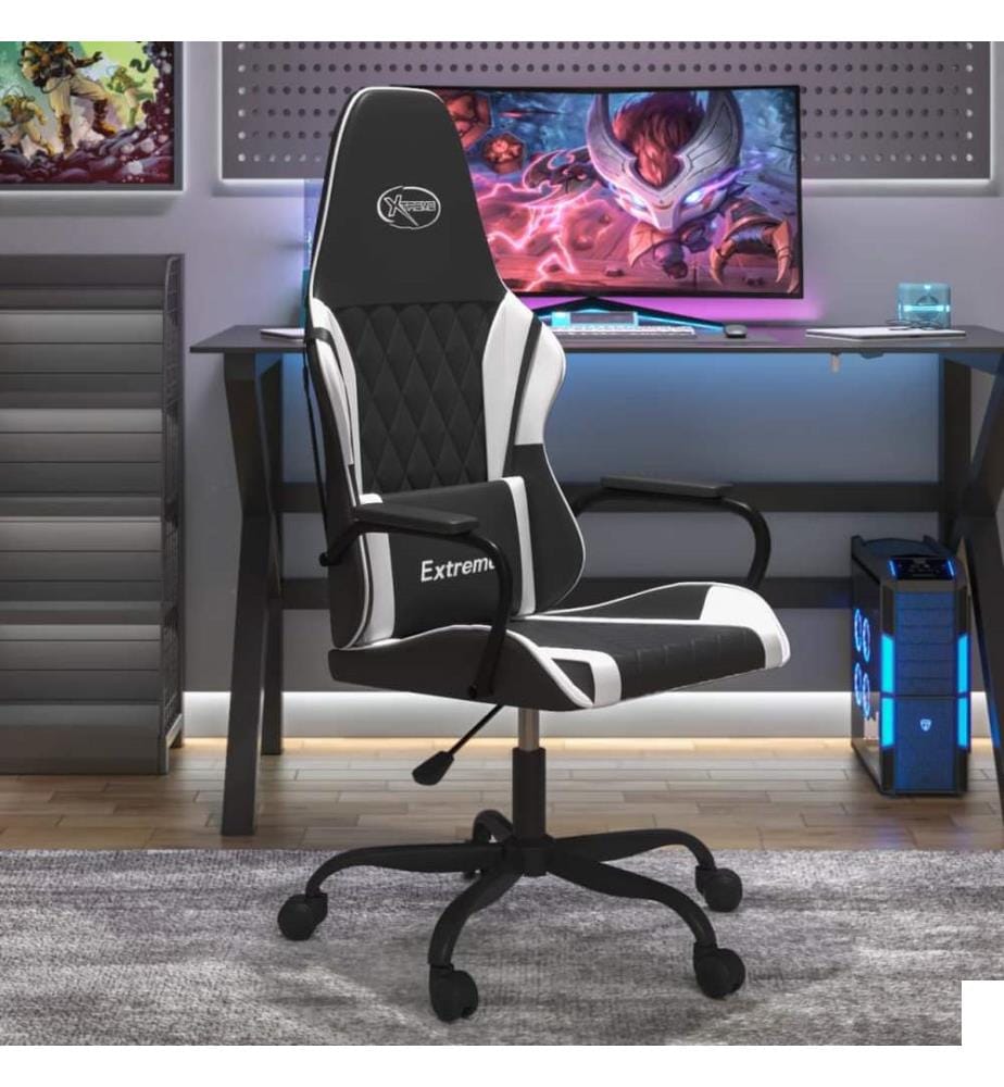 Chaise de jeu de massage Noir et blanc Similicuir