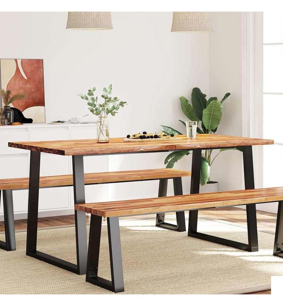 Table à manger 160x80x75 cm bois d'acacia solide à bord vif