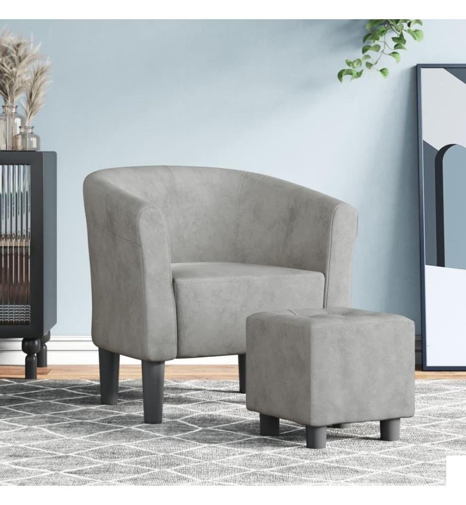 Chaise cabriolet avec repose-pied gris clair velours