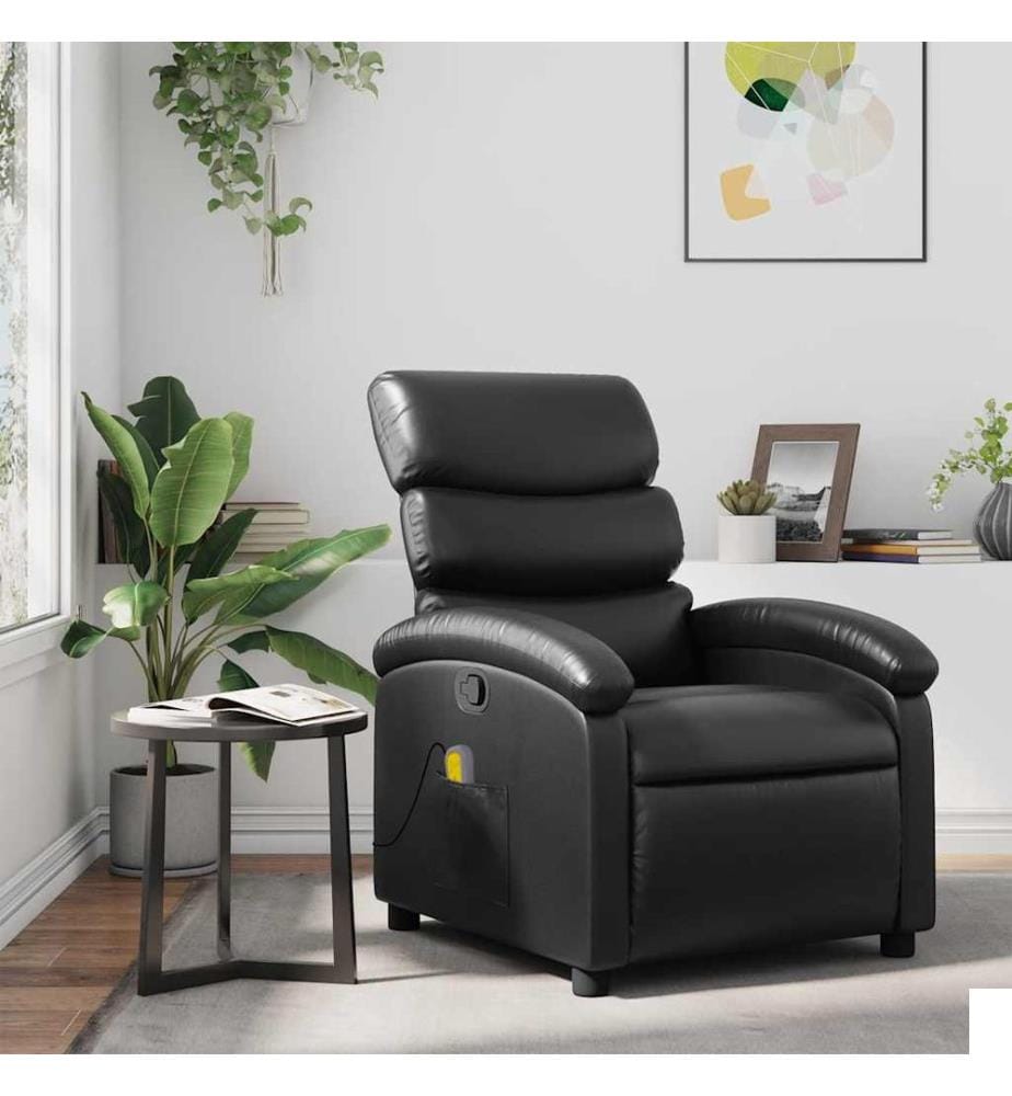 Fauteuil de massage inclinable Noir Similicuir