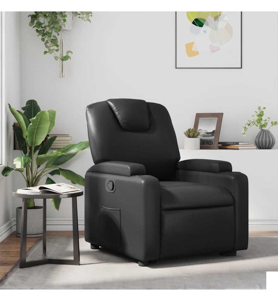 Fauteuil inclinable en similicuir noir