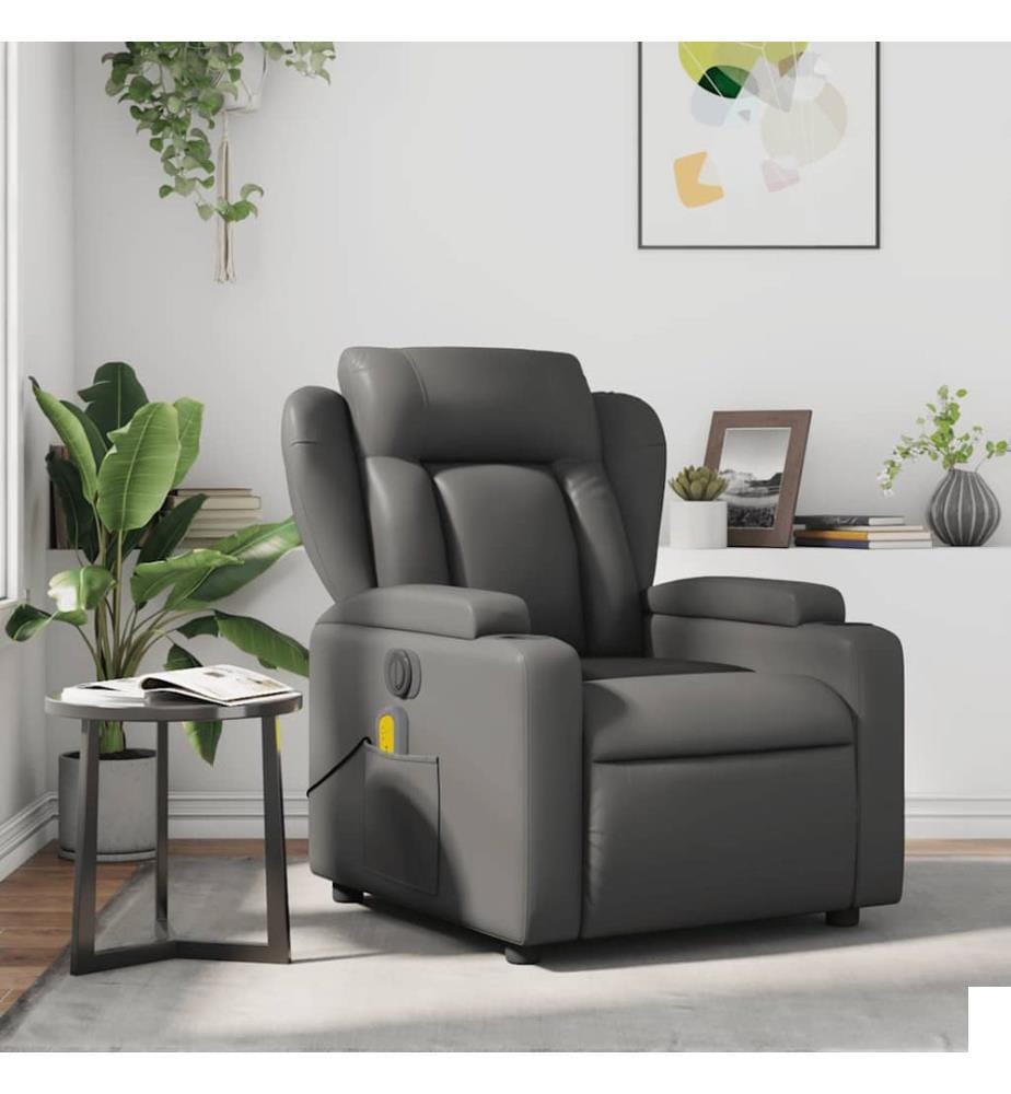 Fauteuil de massage inclinable Gris Similicuir