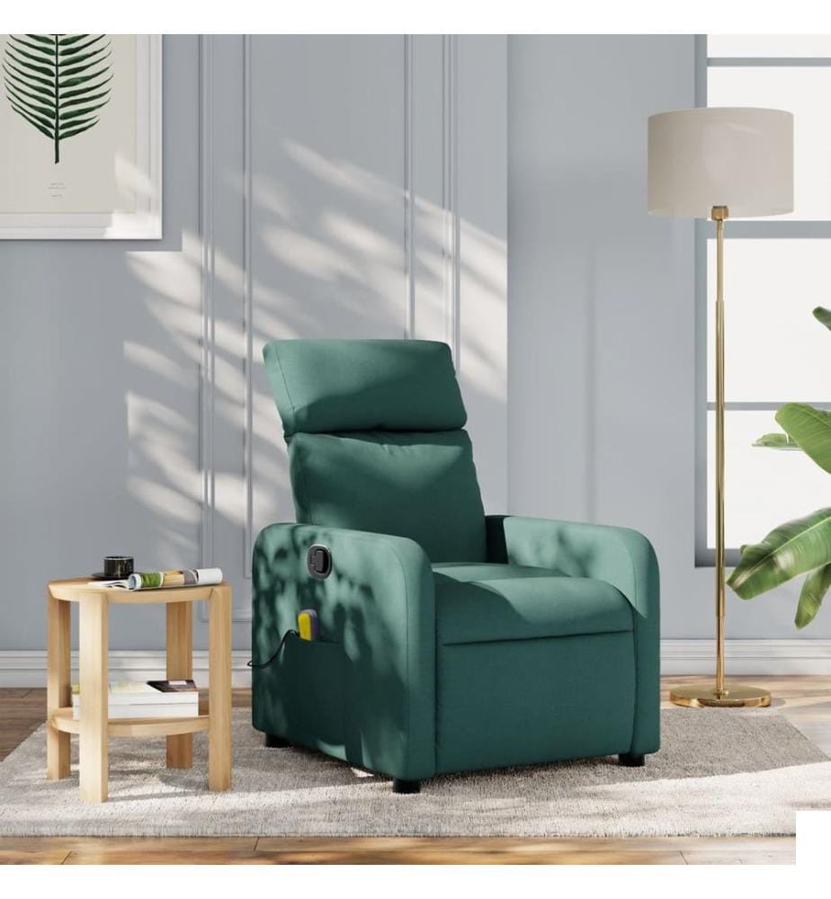 Fauteuil de massage inclinable Vert foncé Tissu