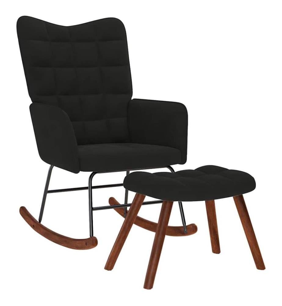 Chaise à bascule avec tabouret en velours noir