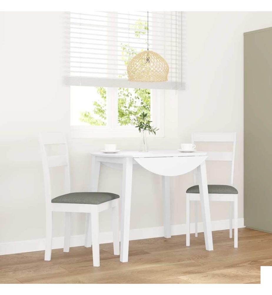 Chaises à manger coussins 2 pcs blanc bois massif caoutchouc
