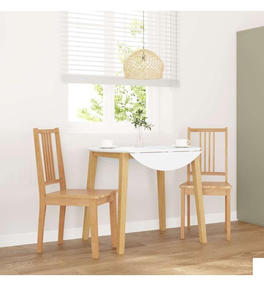 Chaises à manger 2 pcs bois massif naturel caoutchouc