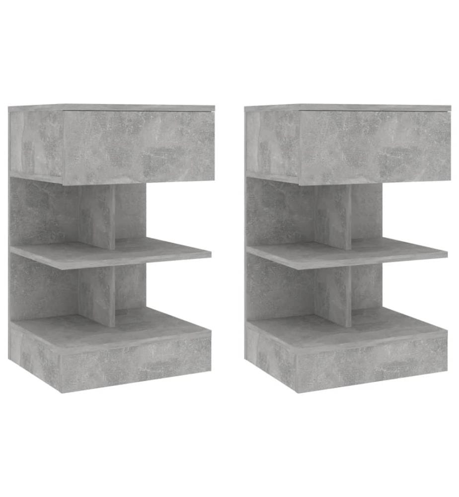 Tables de chevet 2 pcs Gris béton 40x35x65 cm