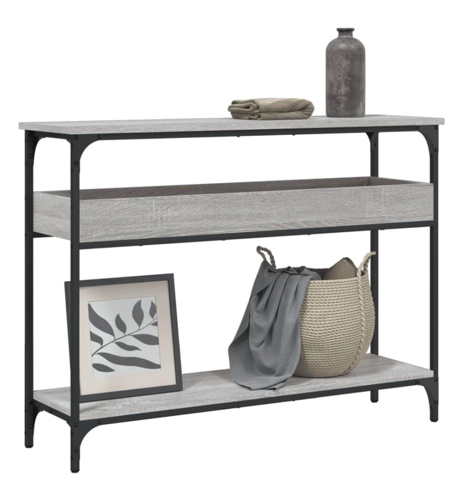 Table console avec étagère sonoma gris 100x29x75 cm