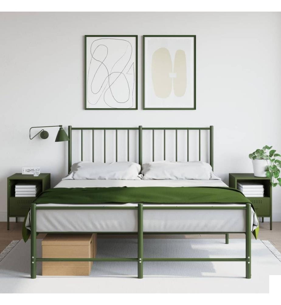 Tables de chevet 2 pcs vert olive 36x39x50,5 cm acier