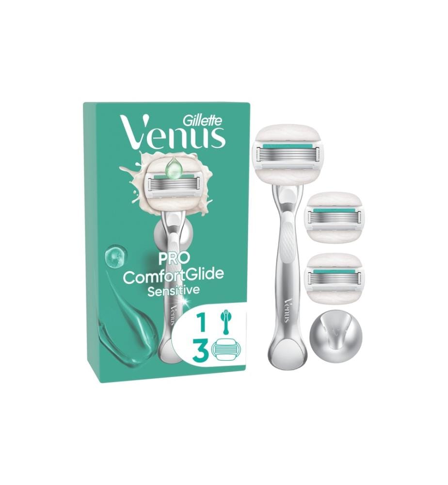 GILLETTE - Venus Rasoir pour femmes Pro ComfortGlide Sensitive 3 + pièce à main