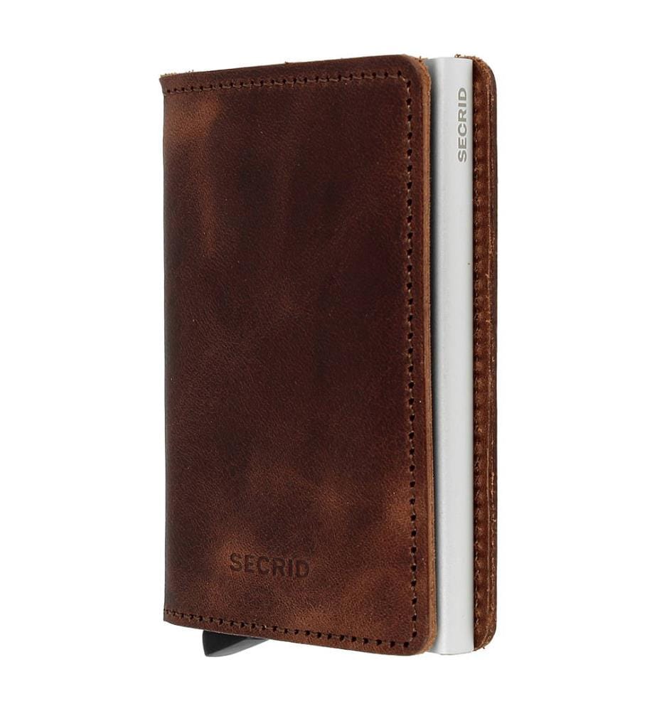 Porte-Cartes SlimWallet Style Vintage - Brun