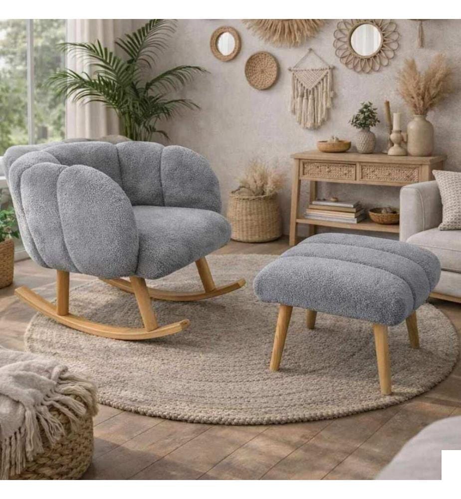 Ensemble 2 pièces chaise Wing et pouf Lotus