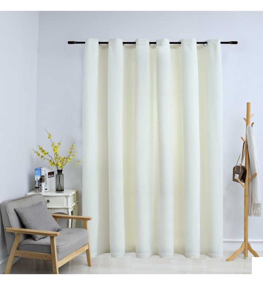 Rideau occultant avec anneaux en métal Velours Crème 290x245 cm