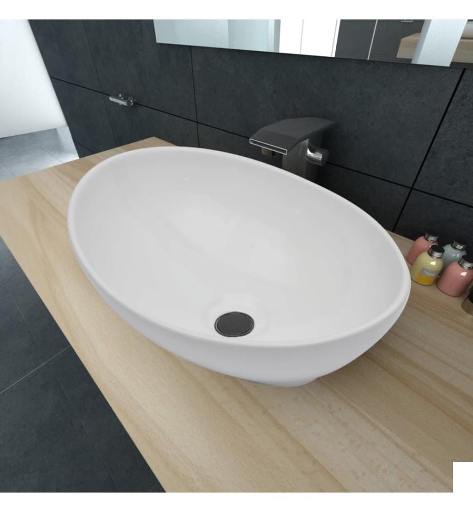 Lavabo en forme ovale Céramique 40 x 33 cm Blanc